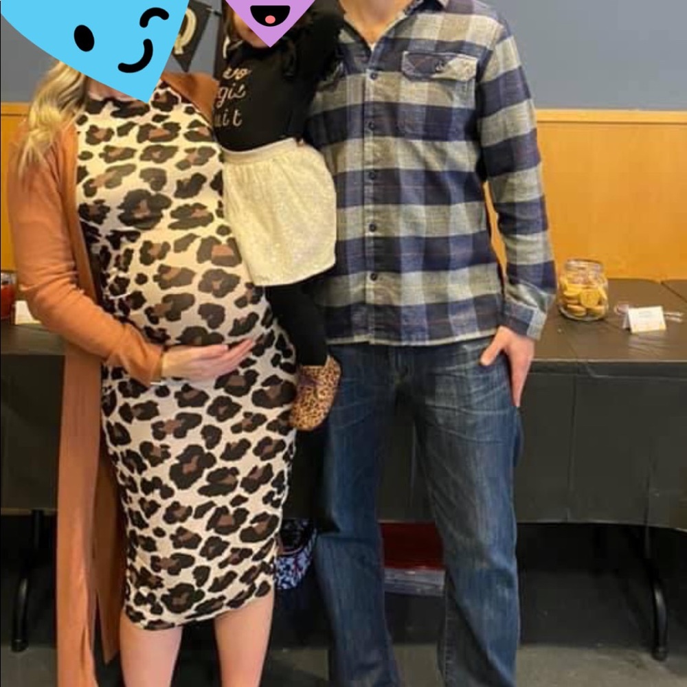 Long Sleeve cotton leopard print maternity dress